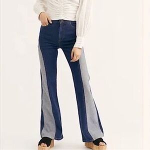 Free People High-Waisted Flip It and Reverse It Two-Tone Flare Jeans Size 29